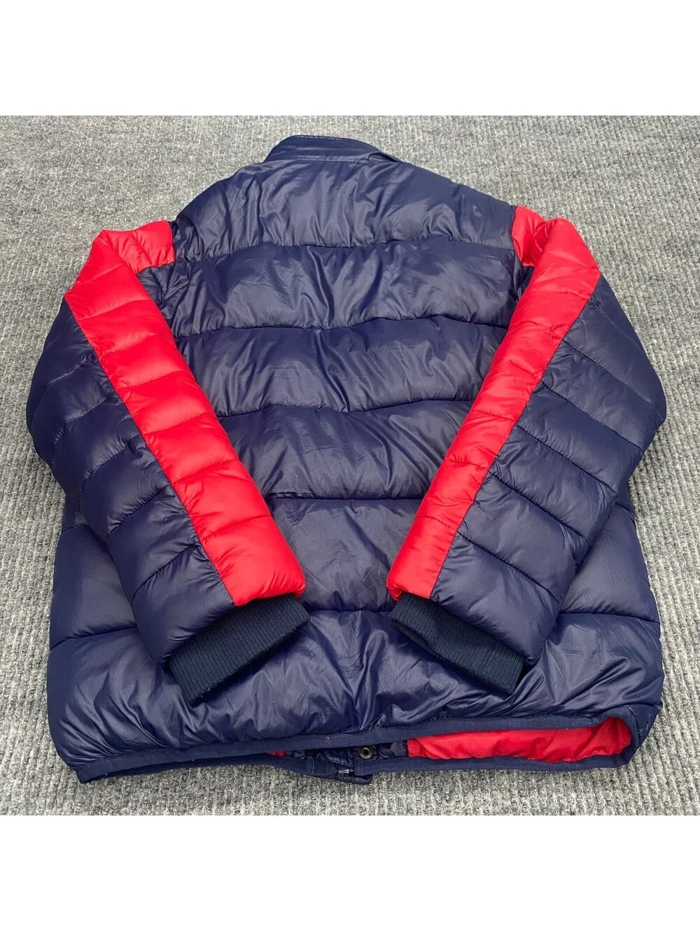 Diesel Full Zip Snap Puffer Jacket Youth Size 14 Blue Red Colorblock Nylon Shell